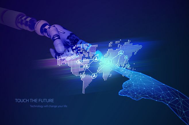 机械手臂智能应用触摸未来科技海报机械手臂|智能应用|未来科技|科技|海报
